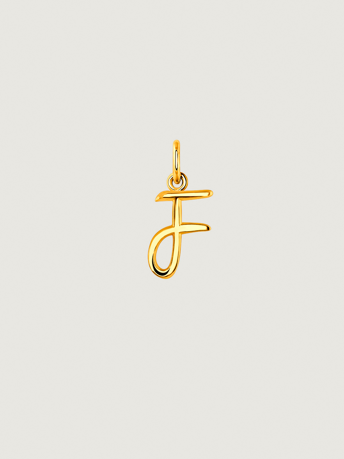 18K Yellow Gold plated 925 Silver Charm with initial F