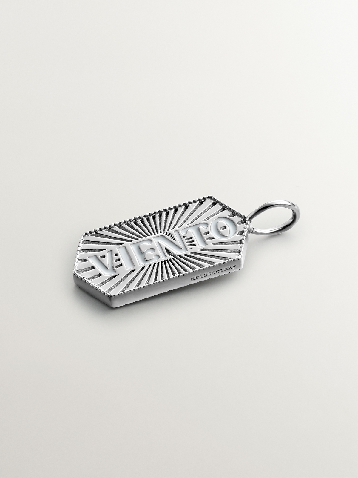 Wind 925 silver charm with white enamel
