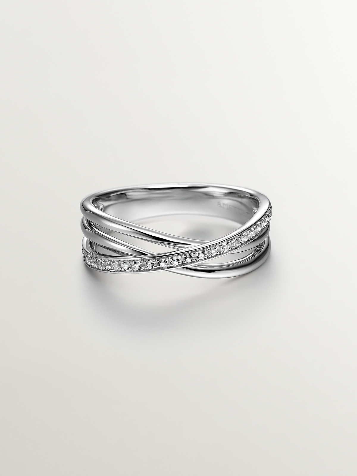 925 Silver Double Ring with White Topazes